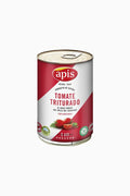 A can of Api tomato purédado (chopped tomato) on a plain white background. The can features a red and white label with the Api brand logo and illustrations of fresh tomatoes.