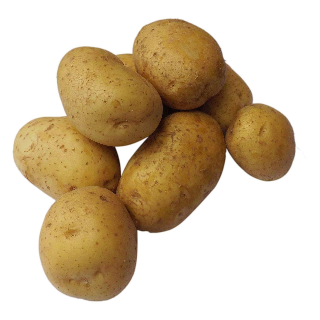 Group of potatoes on a white background